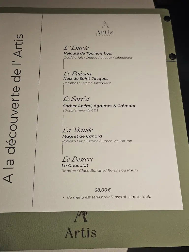 Menu_Artis Restaurant_Hesperange_imagen_2