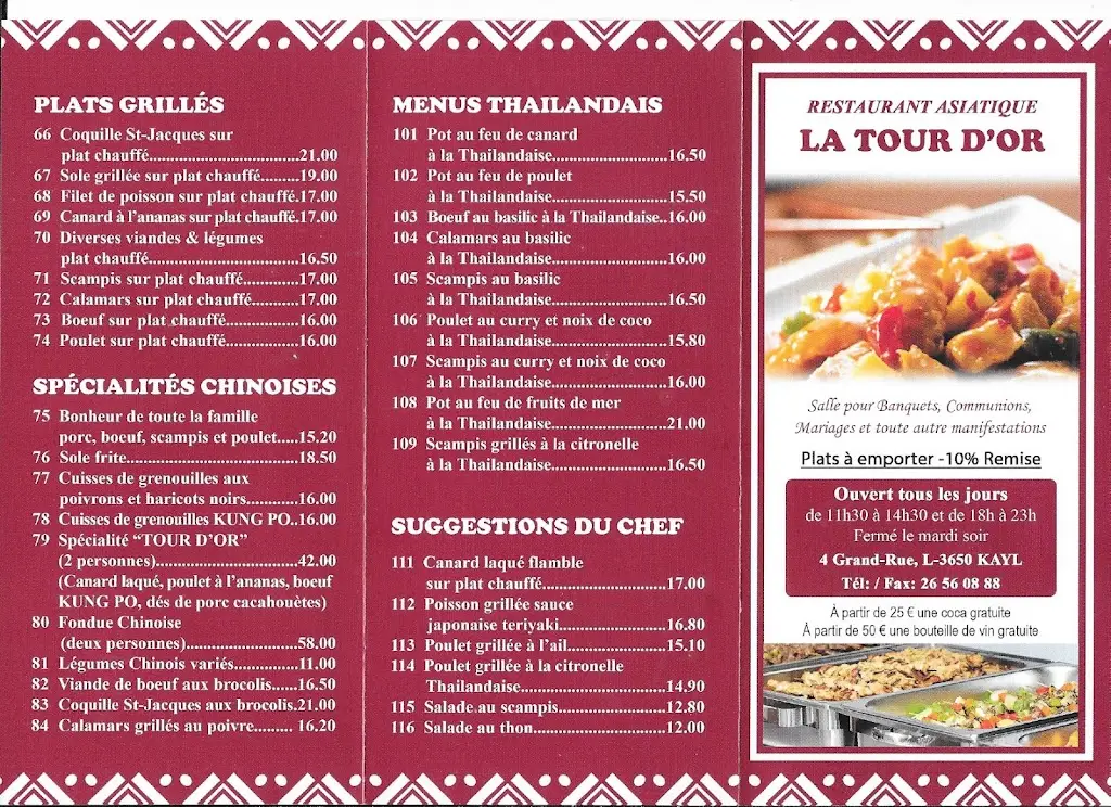 Menü_Restaurant Asiatique La Tour d'Or_Kayl_Bild_3