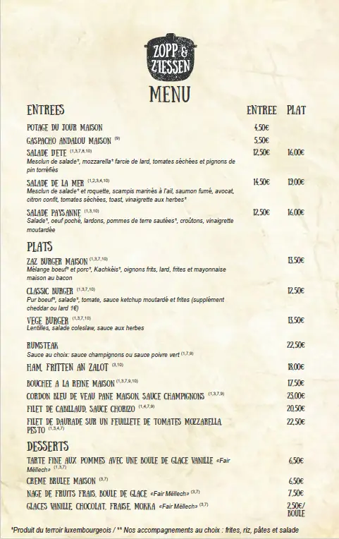 Menu_Restaurant Zopp & Z'Iessen_Contern_imagen_1