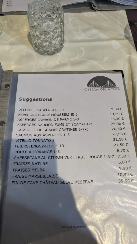 Menu_Restaurant Osteria Del Ponte_Schouweiler_imagen_1