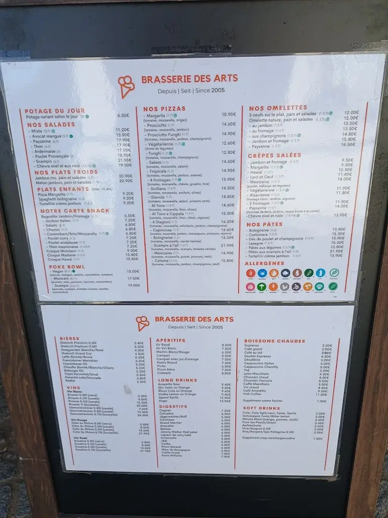 Menu_Brasserie des Arts_Vianden_imagen_1