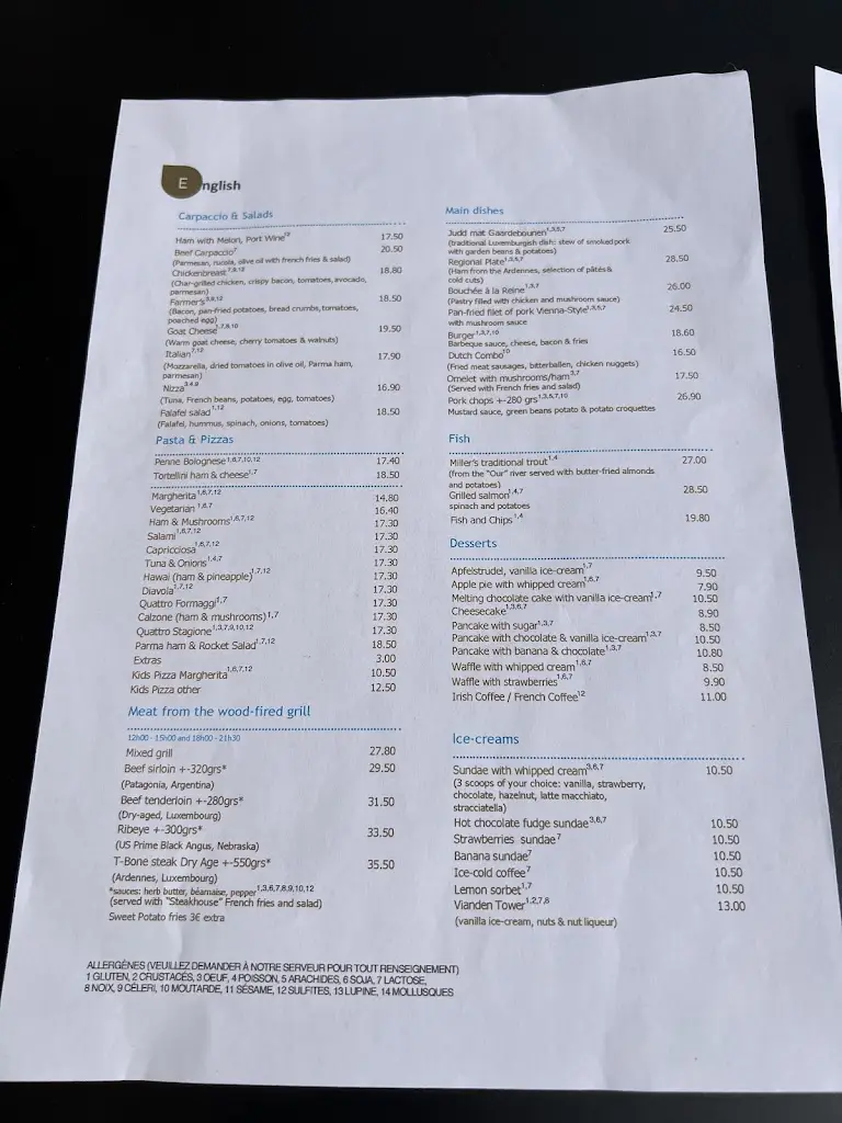 Menu_The River_Vianden_immagine_1