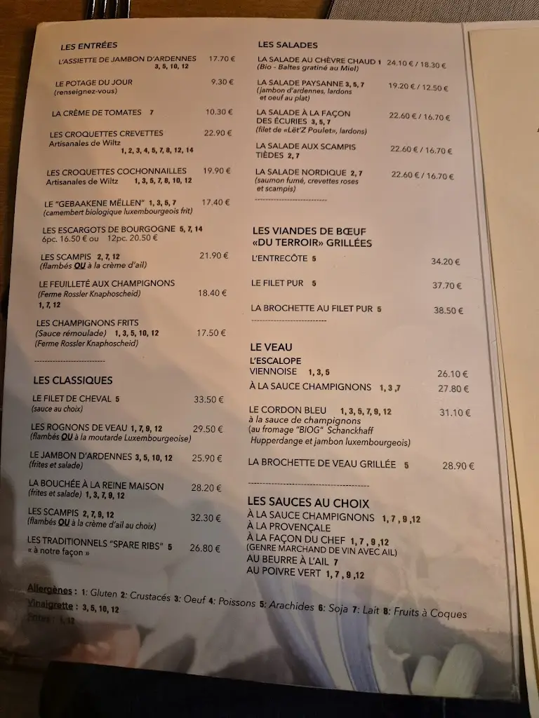 Menu_Restaurant Les Ecuries du Parc_Clervaux_imagen_1