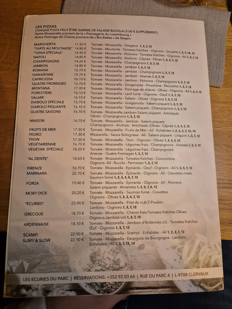 Menu_Restaurant Les Ecuries du Parc_Clervaux_imagen_2