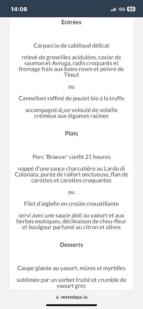 Menu_Skybar Restaurant-Bar_Bertrange_imagen_2