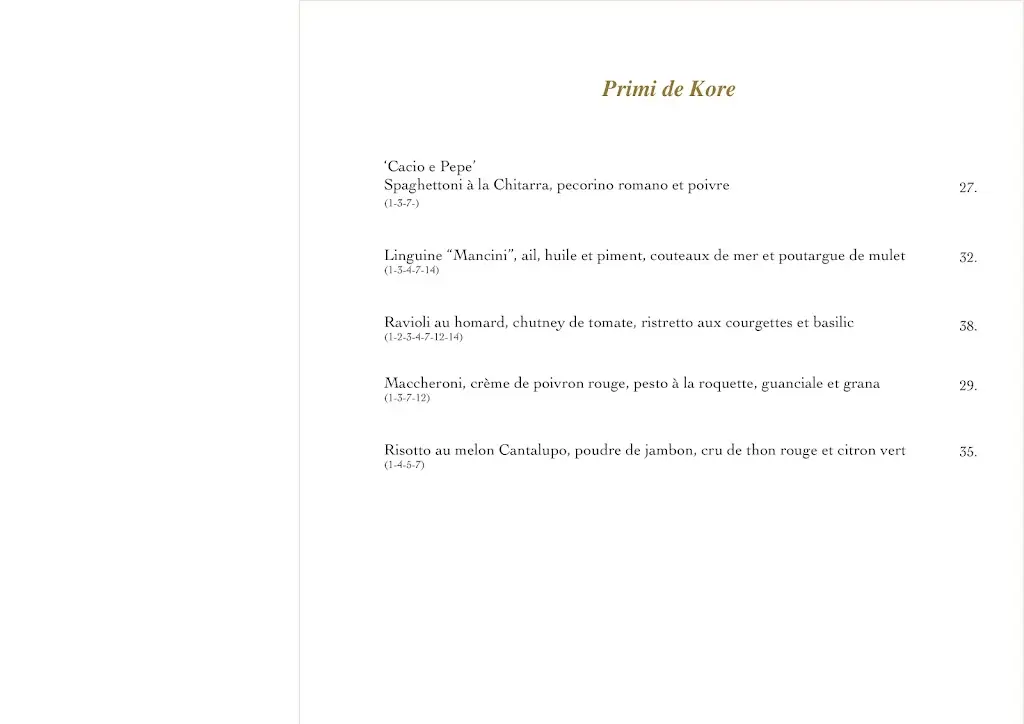 Menu_Kore Ristorante_Steinfort_imagen_2