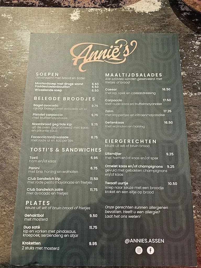 Menu_Annie's Restaurant_Assen_image_1