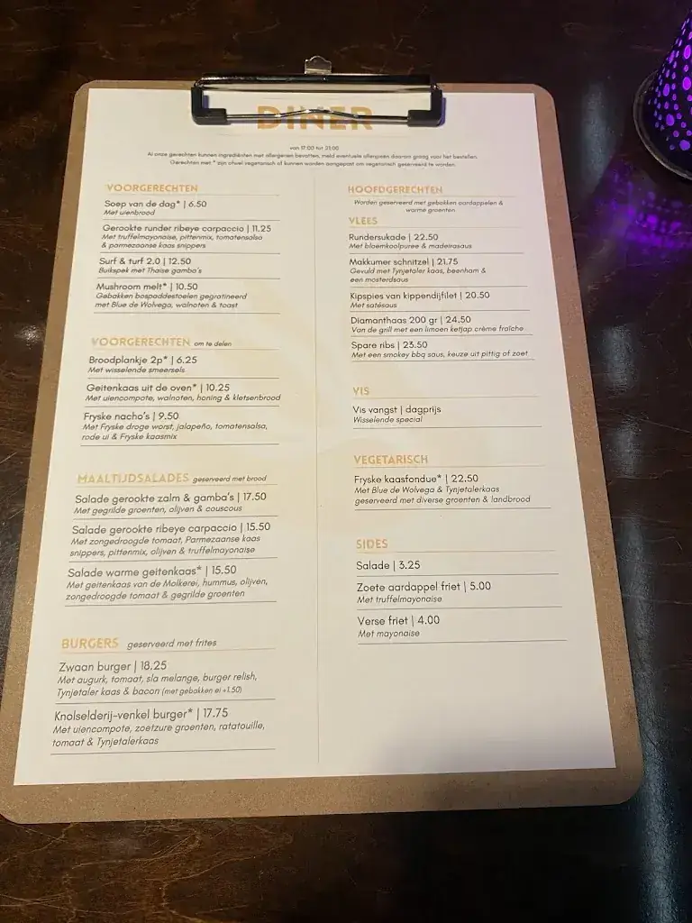 Menu_Restaurant Café De Zwaan_Makkum_image_1