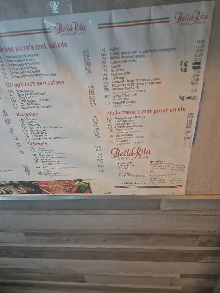 Menu_Bella Rita Grillroom Döner_Makkum_immagine_1