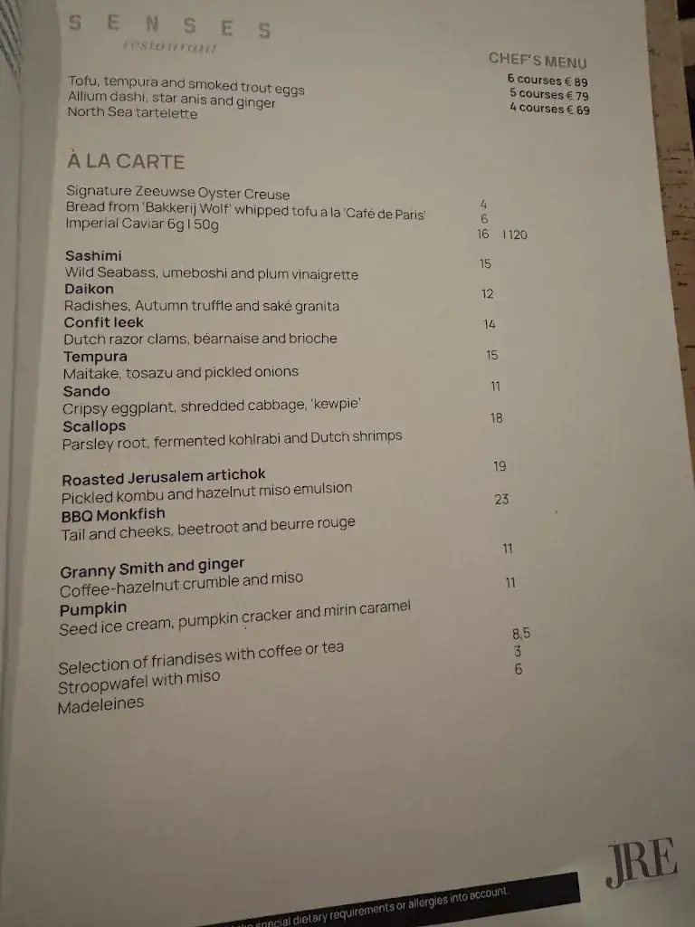 Menu_Senses Restaurant_Amsterdam_immagine_1