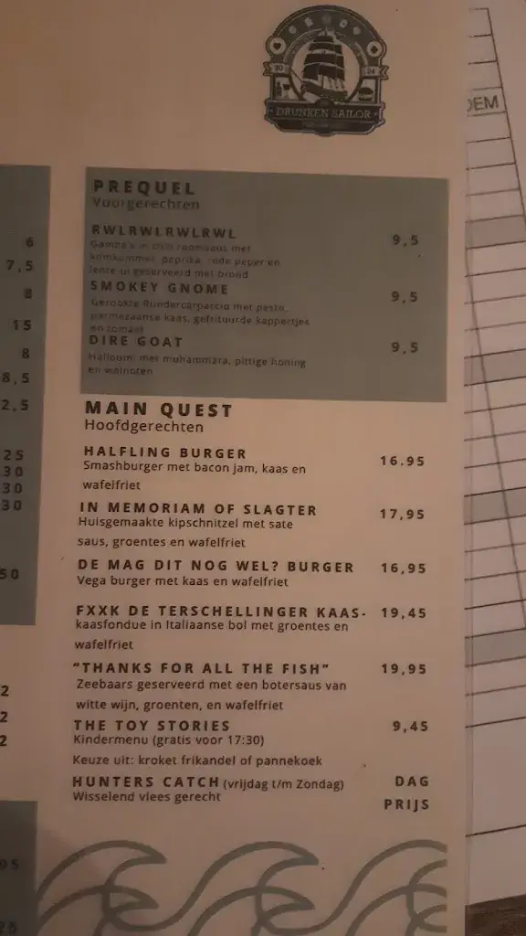 Menu_The Drunken Sailor_West-Terschelling_immagine_3