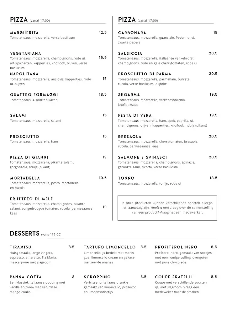 Menü_Fratelli Restaurant & Bar_West-Terschelling_Bild_3