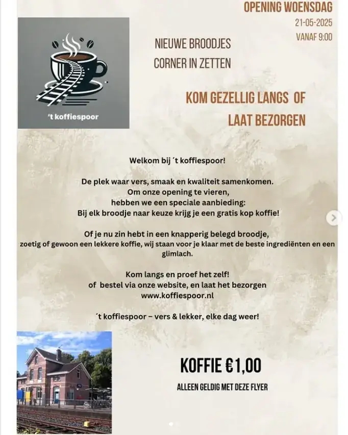 't koffiespoor restaurant in Zetten