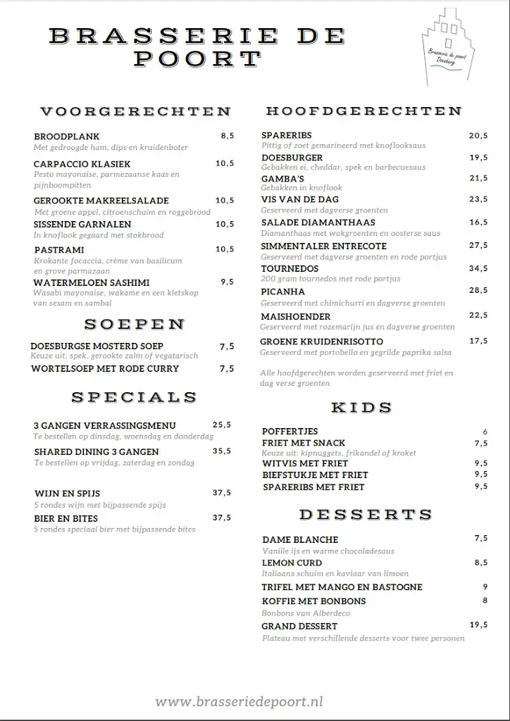 Menu_Brasserie de Poort Doesburg_Doesburg_immagine_2