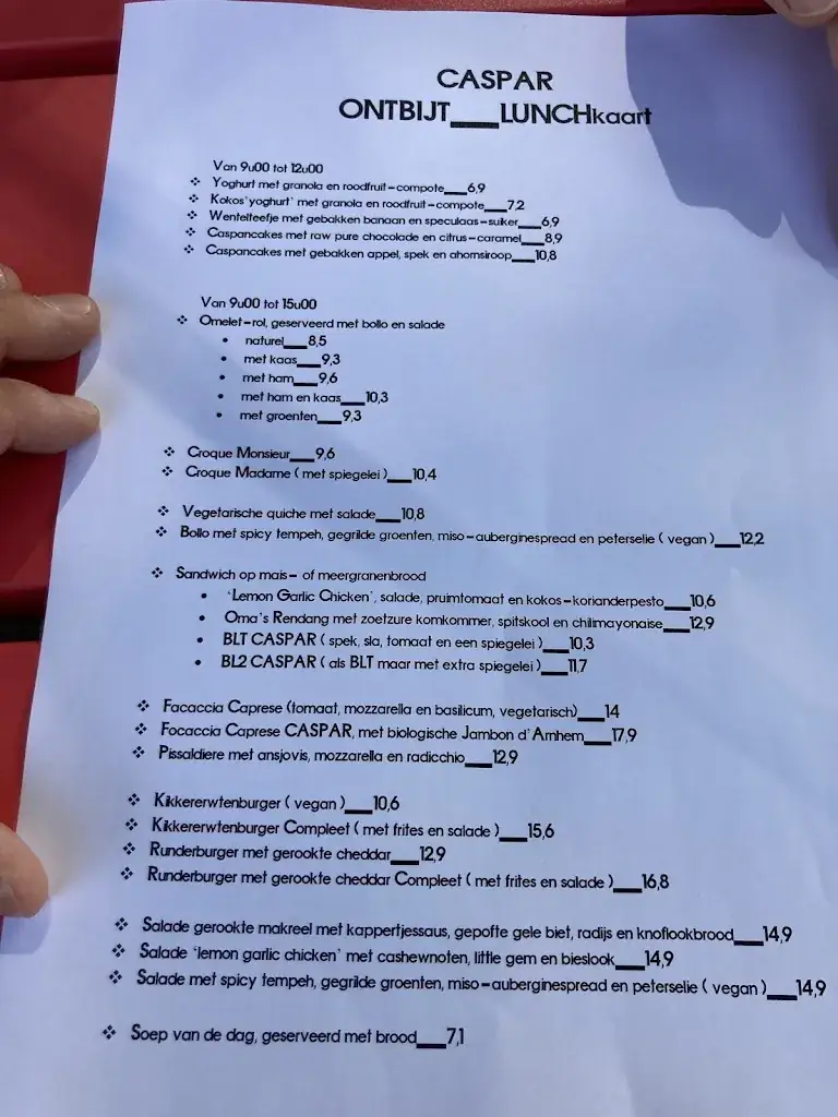 Menu_Caspar Café - Bistro - Bar_Arnhem_immagine_4