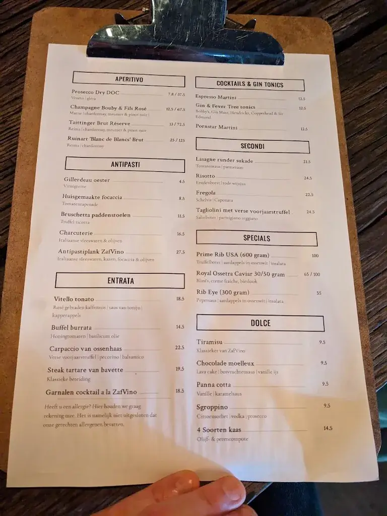 Menu_Restaurant & Wijnbar ZafVino Arnhem 🇮🇹_Arnhem_immagine_1