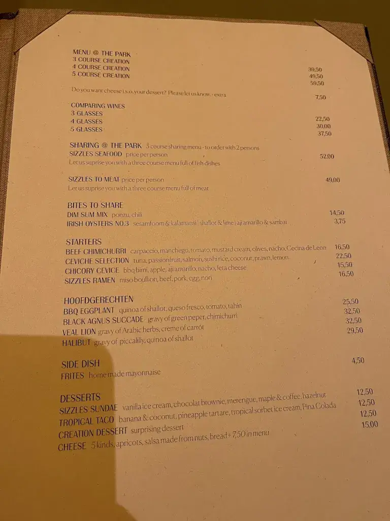 Menü_Sizzles at the Park_Apeldoorn_Bild_4