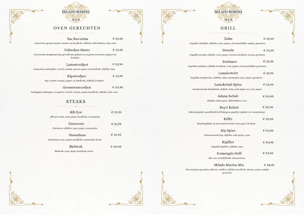 Menu_Milado Marina_Apeldoorn_image_1