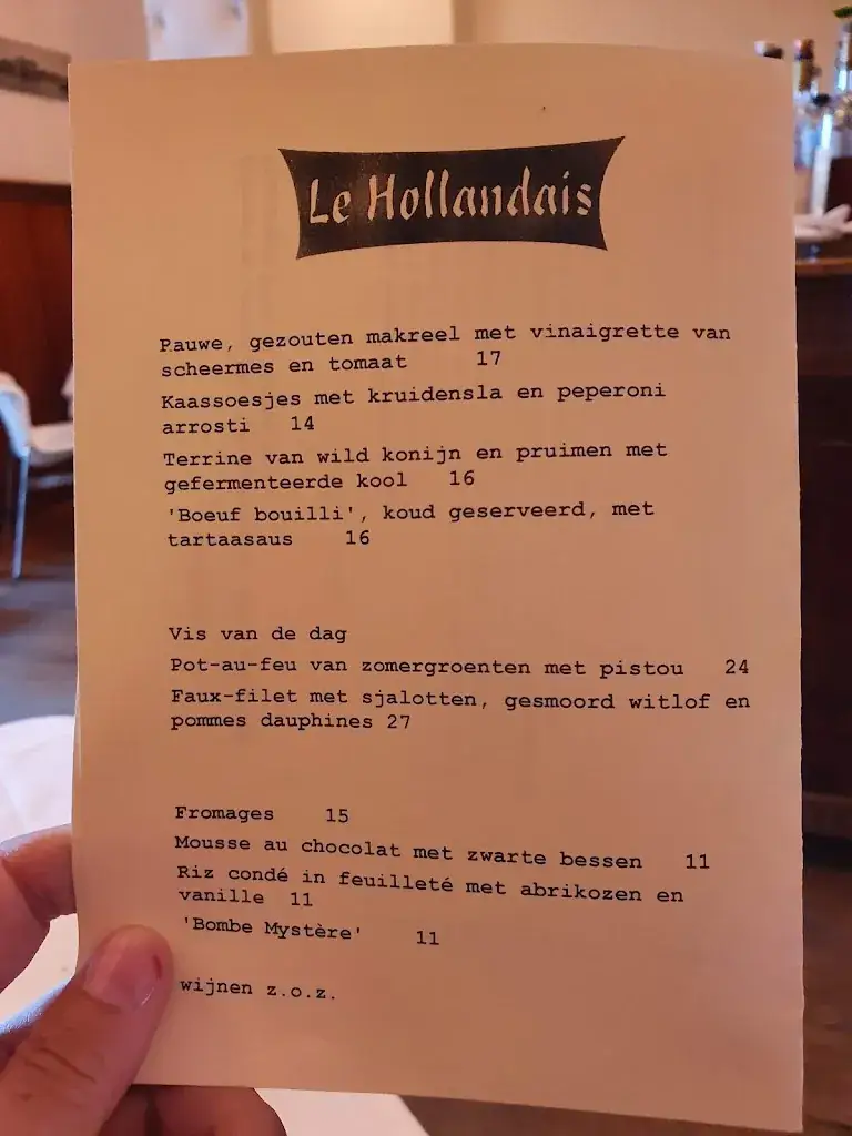 Menu_Restaurant Le Hollandais_Amsterdam_image_2
