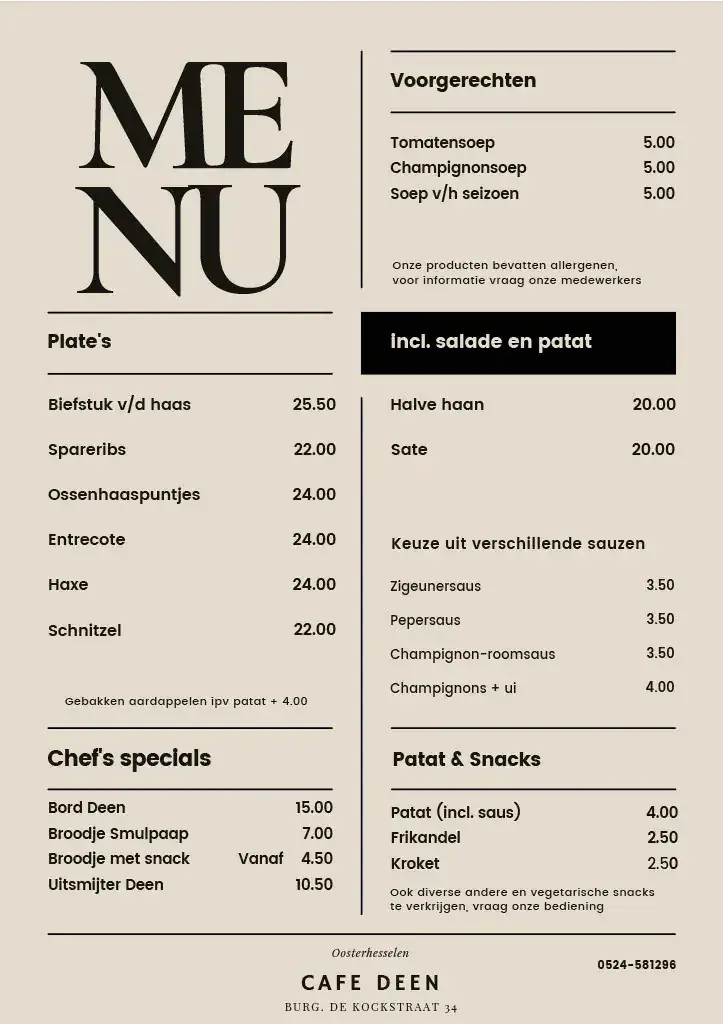 Menu_Cafe Deen/Dancing De Waog_Oosterhesselen_image_2