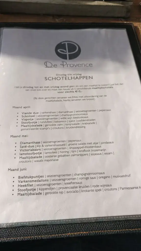 Menu_Grand café - Restaurant De Provence_Beuningen_image_1