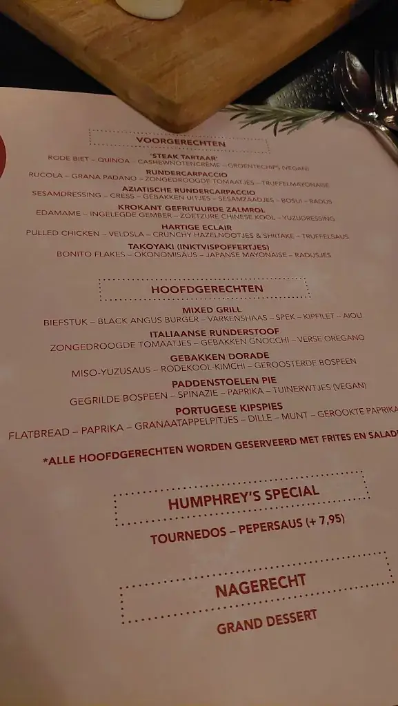 Menu_Humphrey's Restaurant Utrecht_Utrecht_image_2