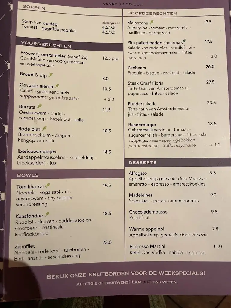 Menu_Graaf Floris Café Restaurant_Utrecht_imagen_1