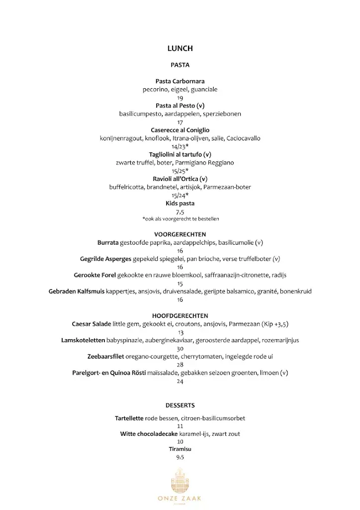 Menu_Onze Zaak - Italiaans Restaurant_Amsterdam_image_1