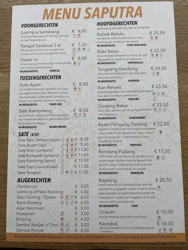 Menu_Restaurant Saputra_Zoetermeer_immagine_1