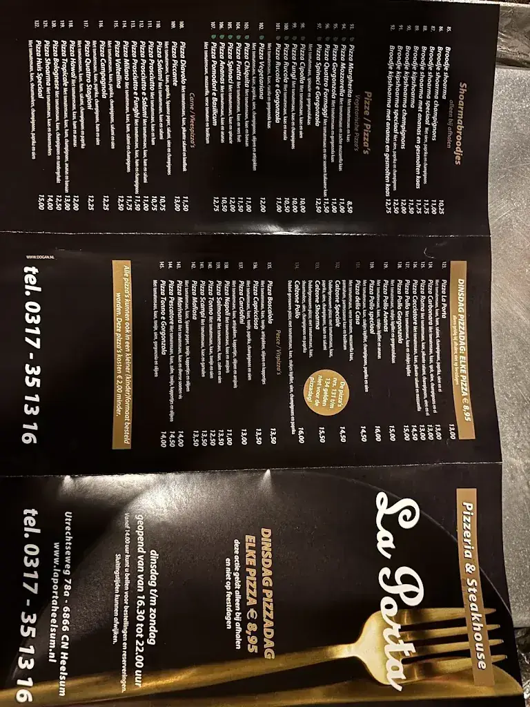 Menu_Pizzeria Steakhouse La Porta_Heelsum_immagine_2