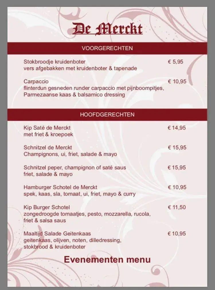 Menu_Restaurant de Merckt_Tiel_immagine_1