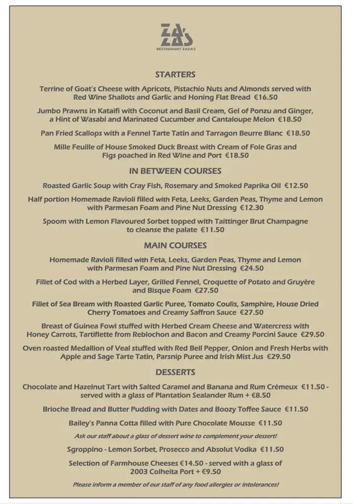 Menu_Restaurant Zaza's_Amsterdam_image_1
