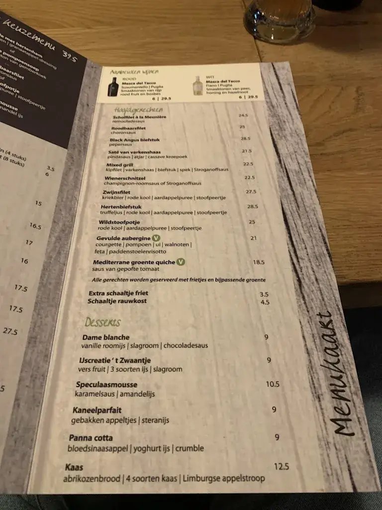 Menu_Herberg Restaurant 't Zwaantje_Mook_image_1