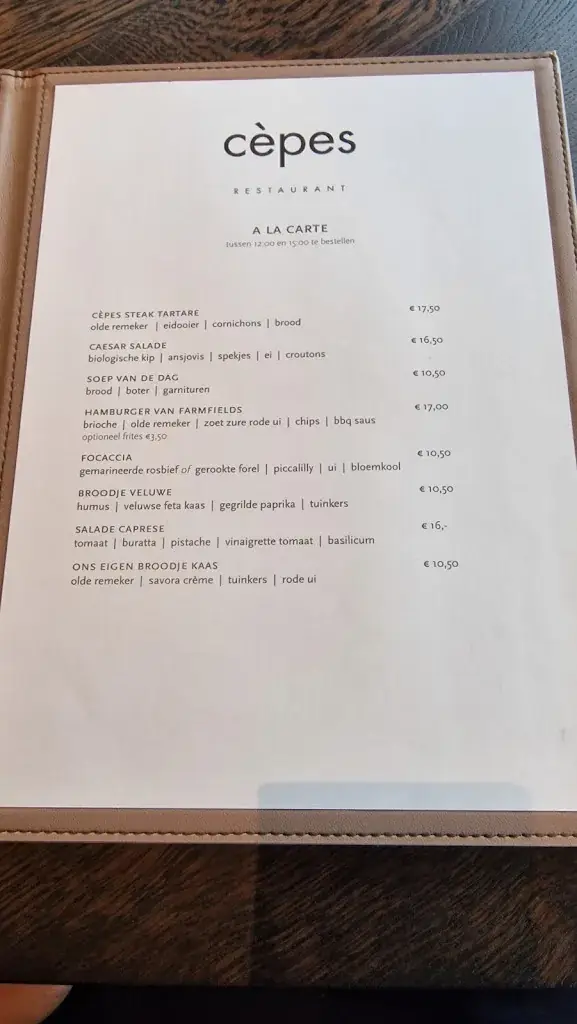 Menu_Restaurant Cèpes | Otterlo_Otterlo_immagine_2