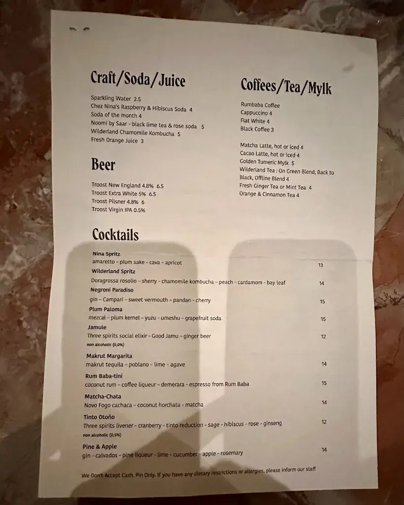 Menu_Chez Nina Green Brasserie_Amsterdam_immagine_3