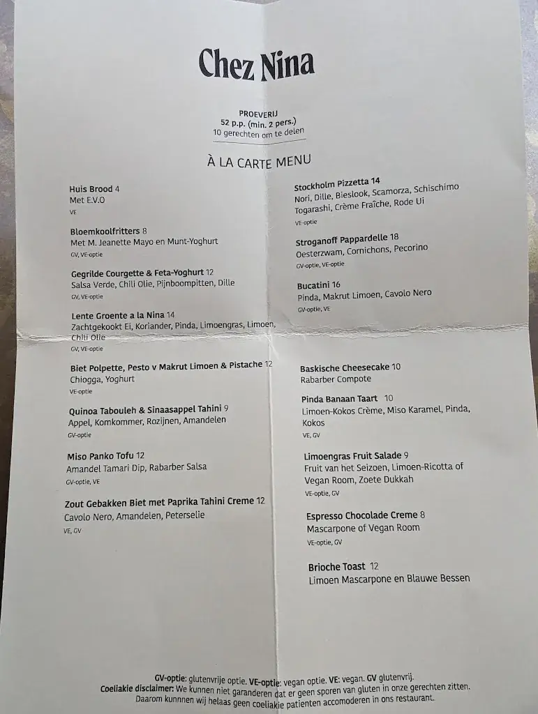 Menu_Chez Nina Green Brasserie_Amsterdam_immagine_4