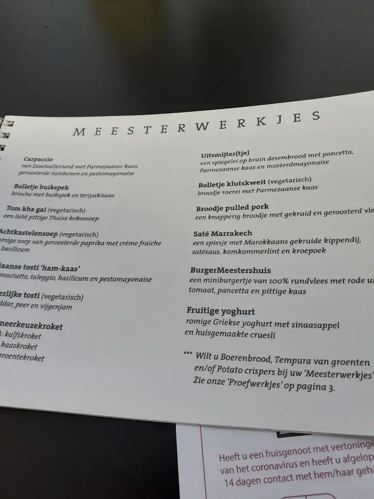 Menu_Grand Cafe The Master's House_Vorden_image_1