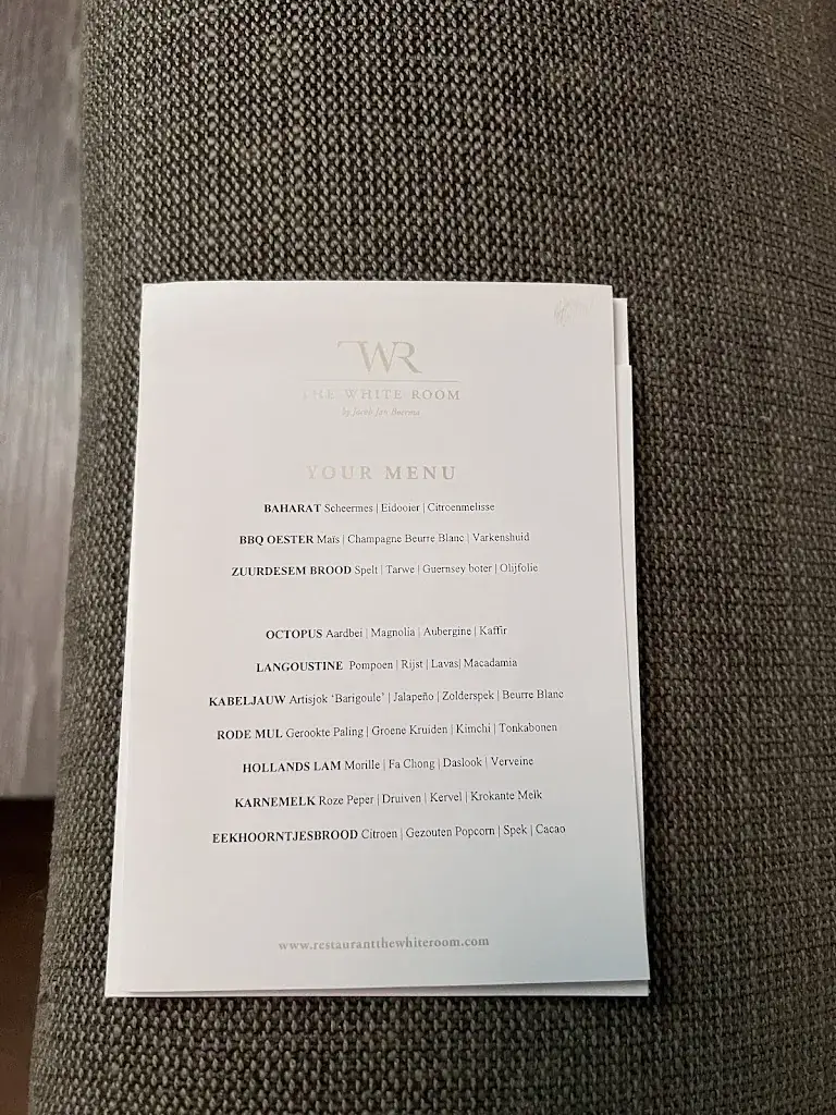 Menu_Restaurant The White Room by Jacob Jan Boerma_Amsterdam_image_1