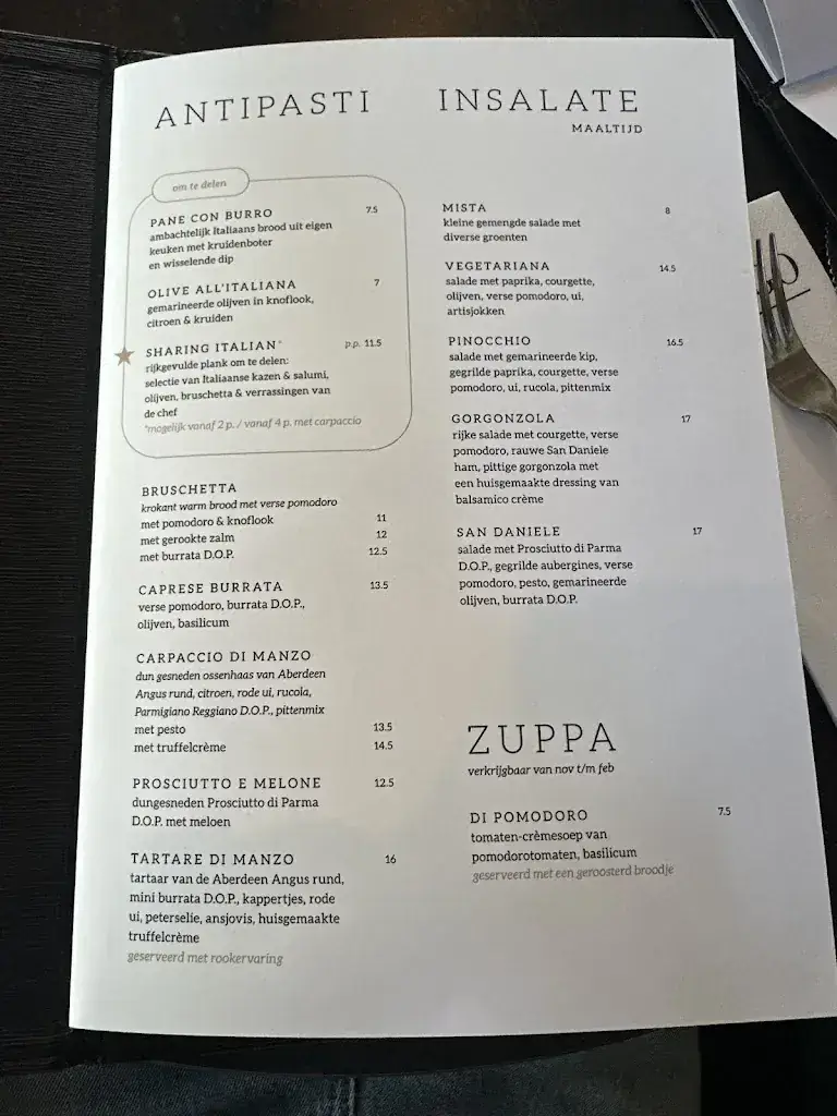 Menu_Il Lago restaurant_Groningen_image_2