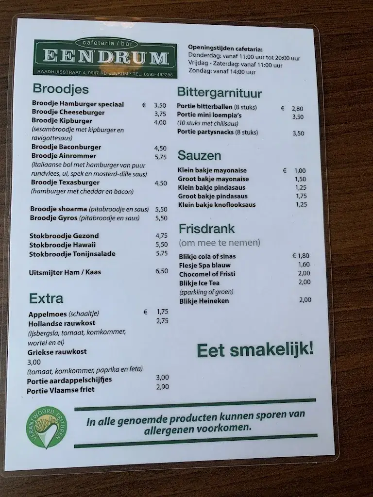 Menü_Cafeteria Bar Eendrum_Eenrum_Bild_4