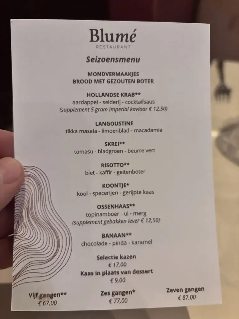 Menu_Restaurant Blumé_Groningen_image_1