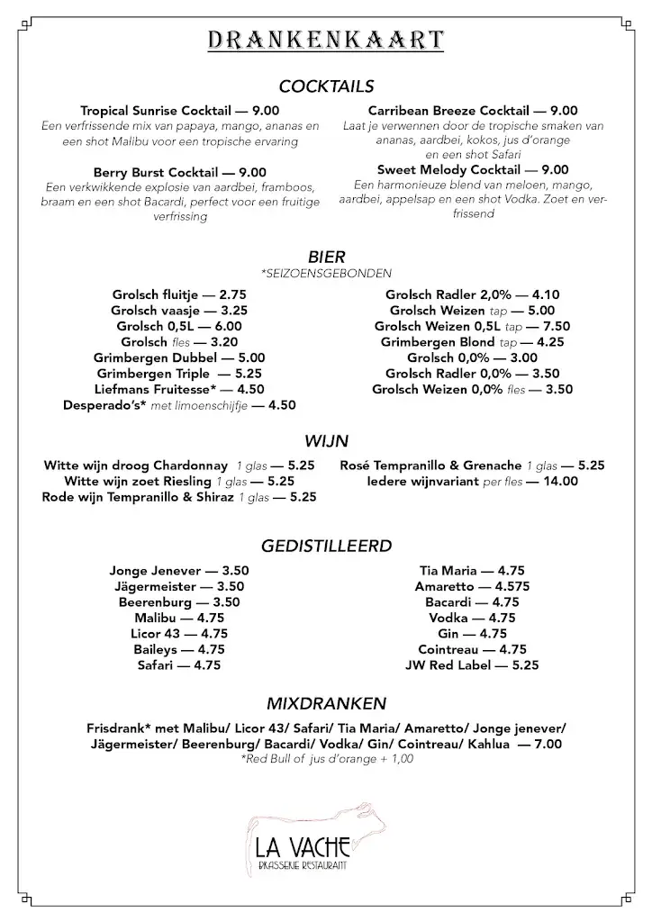Menu_Brasserie Restaurant La Vache_Veendam_image_4
