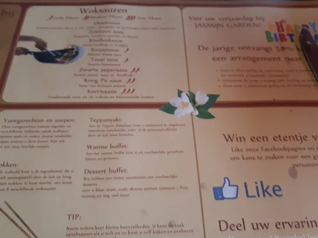 Menu_Restaurant Jasmijn Garden | Wok Live Cooking & Buffet_Assen_immagine_1