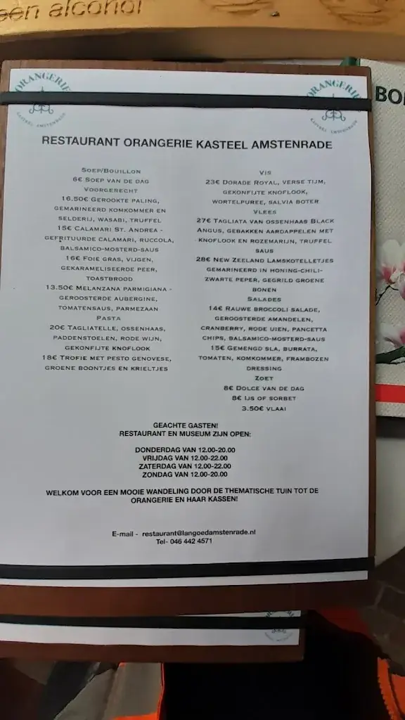 Menu_Restaurant Orangerie kasteel Amstenrade_Amstenrade_image_1