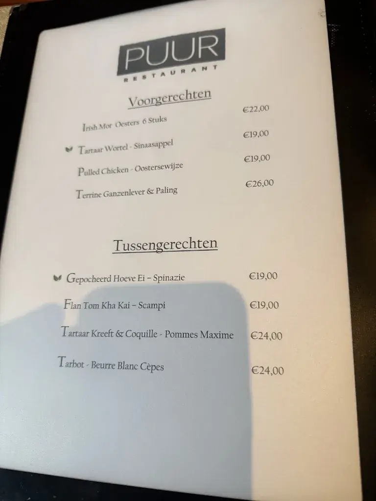 Menu_Restaurant PUUR in Hotel Klein Zwitserland Slenaken_Slenaken_image_1