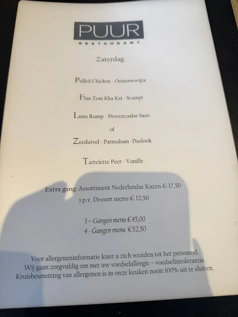 Menu_Restaurant PUUR in Hotel Klein Zwitserland Slenaken_Slenaken_image_3