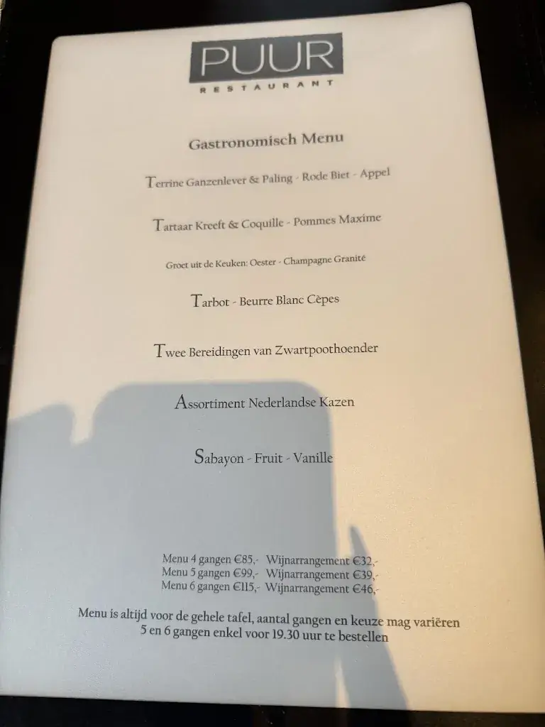 Menu_Restaurant PUUR in Hotel Klein Zwitserland Slenaken_Slenaken_image_4