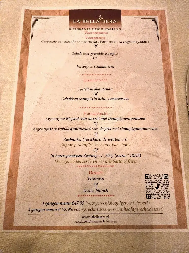 Menu_Italiaans Restaurant La Bella Sera_Heerlen_image_1