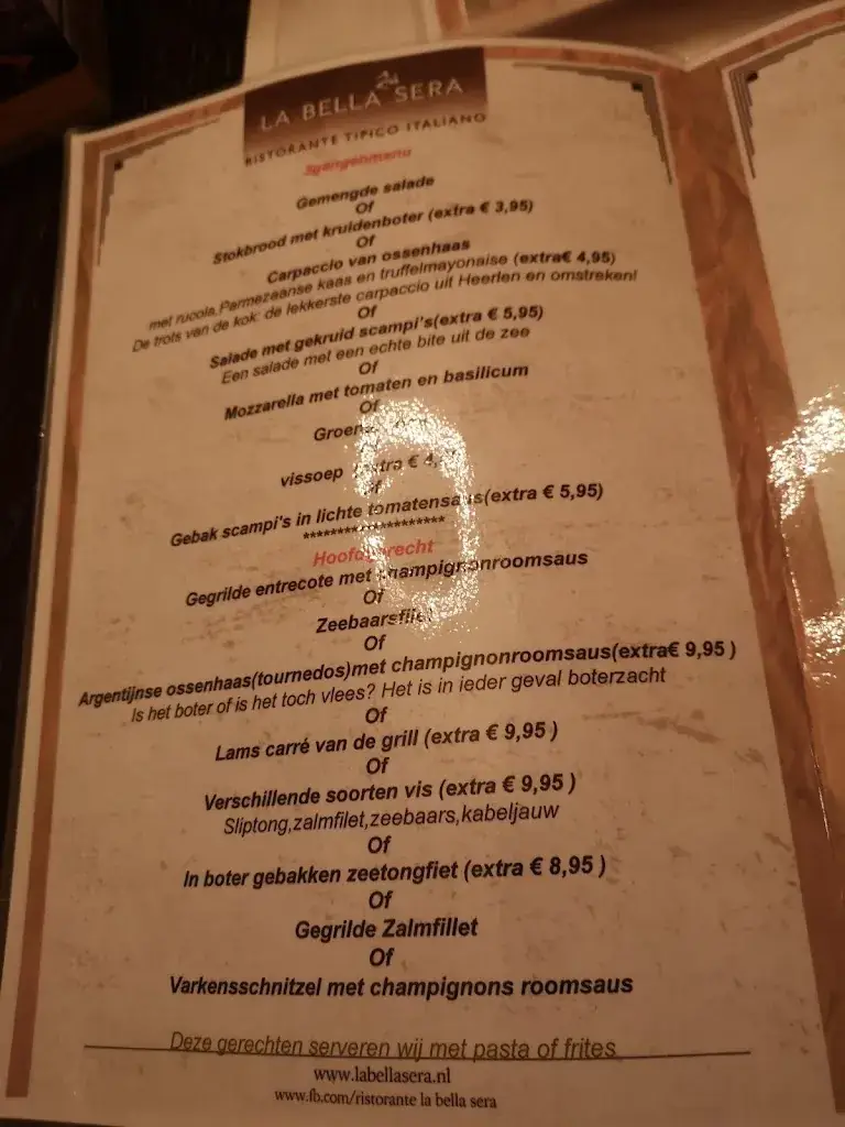 Menu_Italiaans Restaurant La Bella Sera_Heerlen_image_2