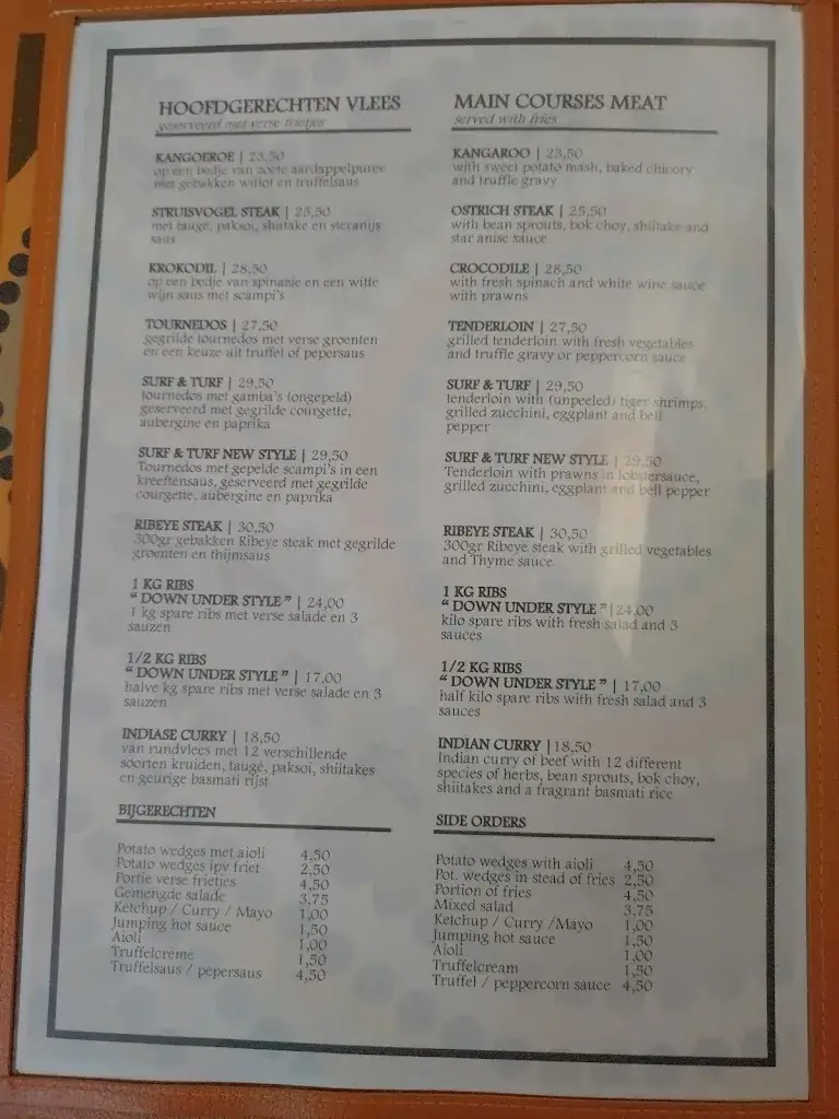 Menu_Down Under Restaurant_Sittard_image_1